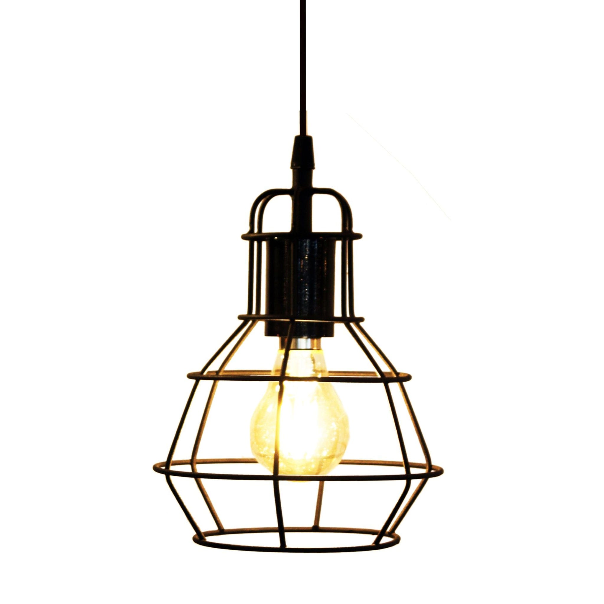 Wire pendant welded from mild steel wire and powder coated