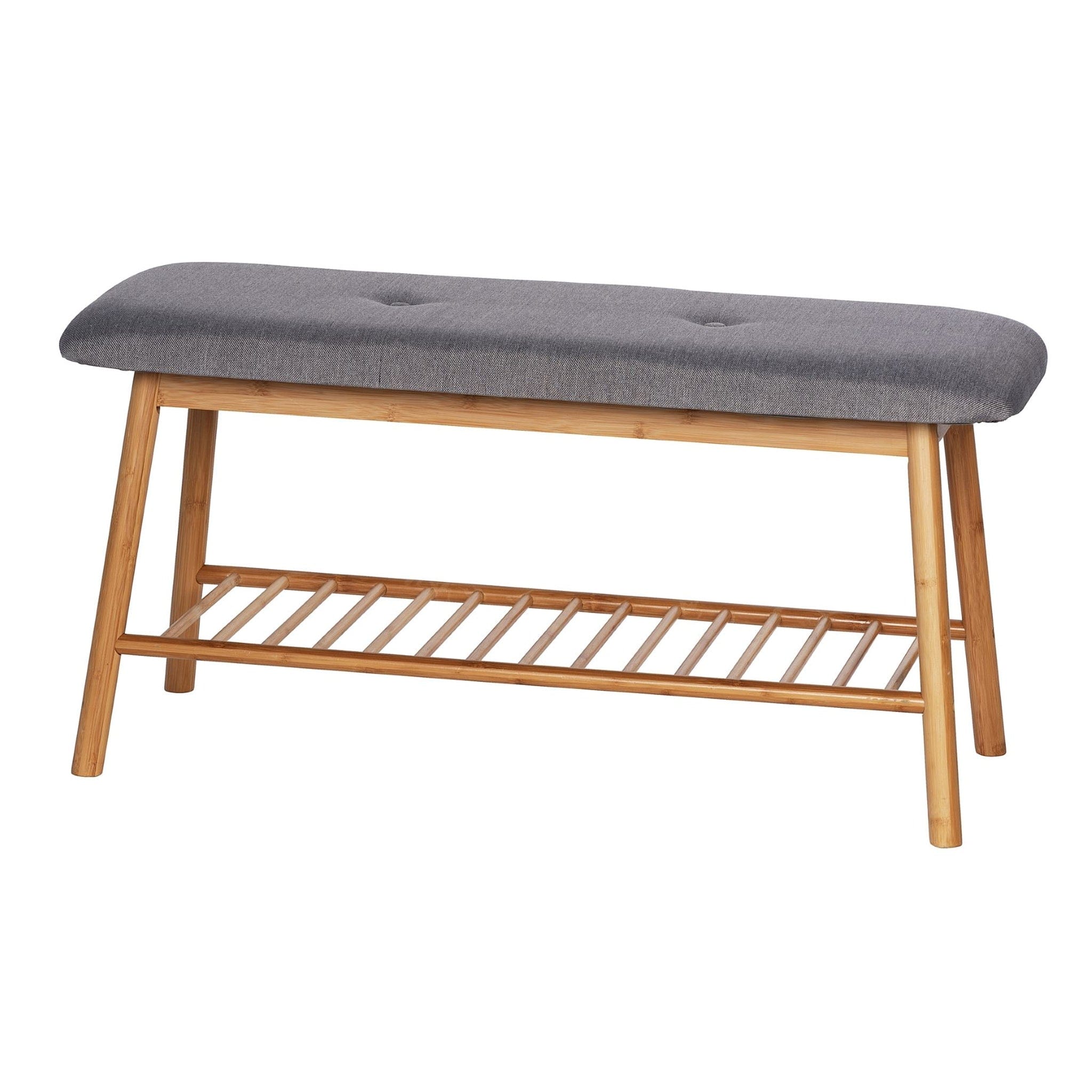 Bamboo Shoe Bench With Cushioned Seat