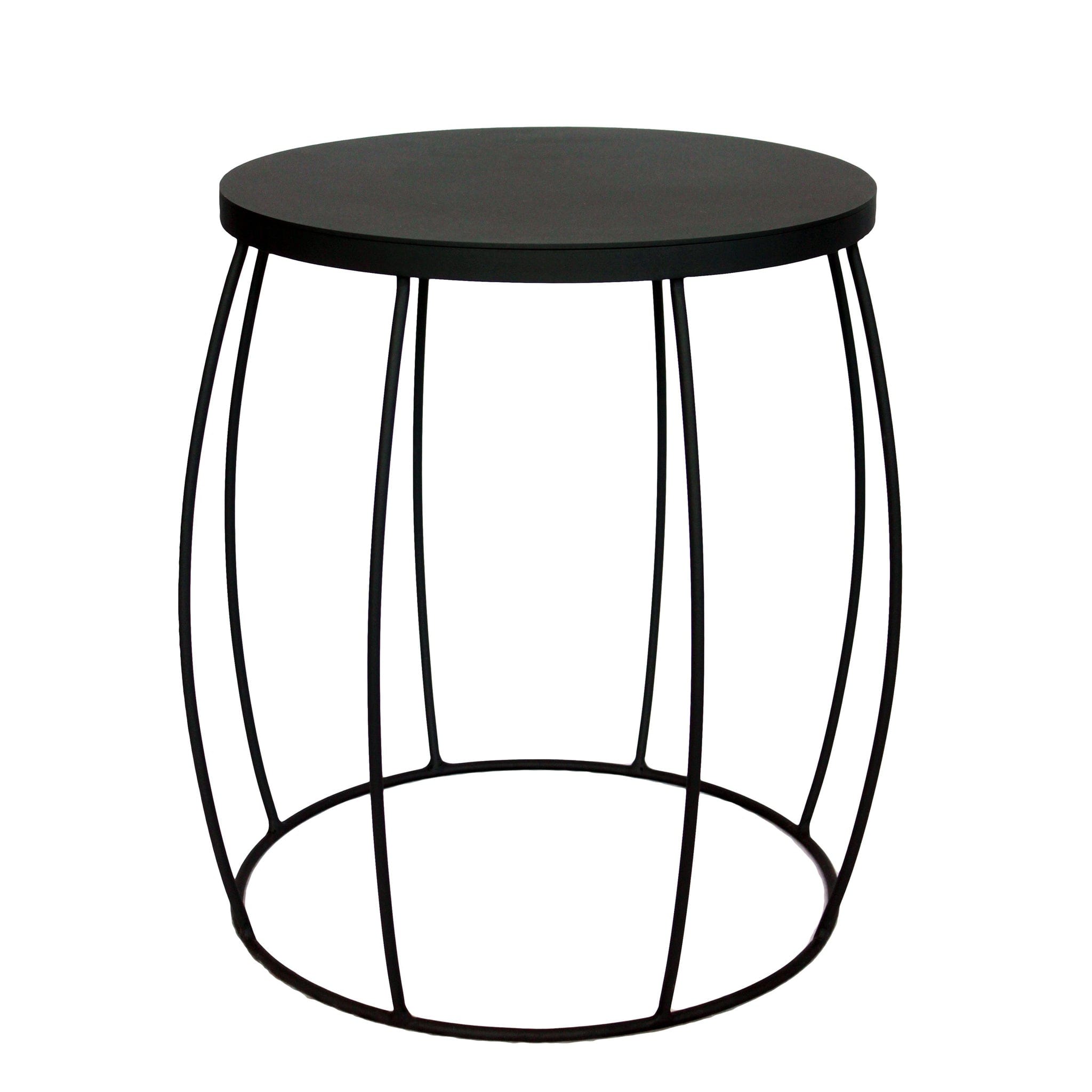 Change the look of any interior with this trendy and unique Barrel side table. Manufactured from mild steel, welded and powder coated. Available in a matching coffee table.