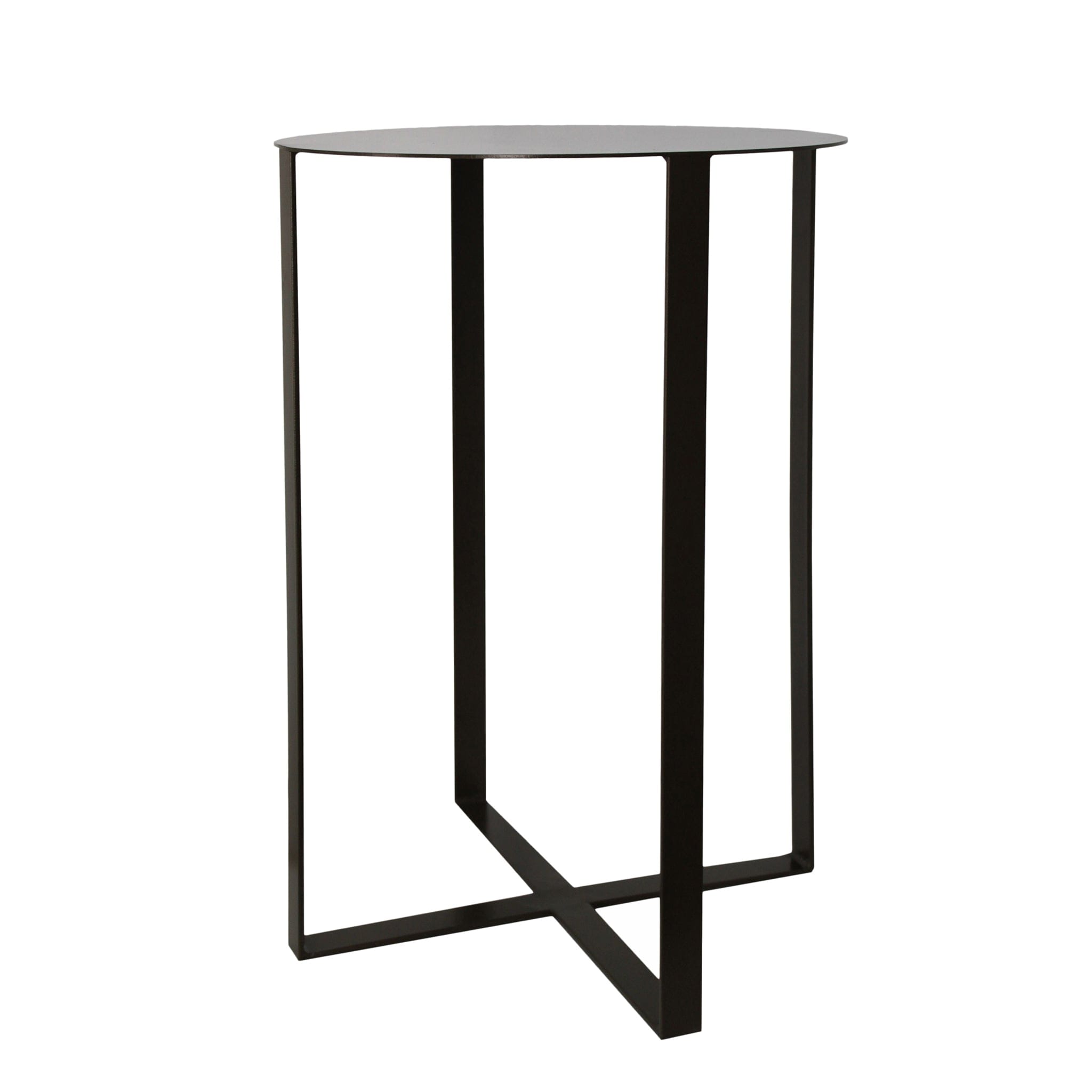 A beautiful design with a touch of industrial elegance to add sophistication and modernism to your space. Manufactured from mild steel, welded and powder coated. Available in a matching coffee table.