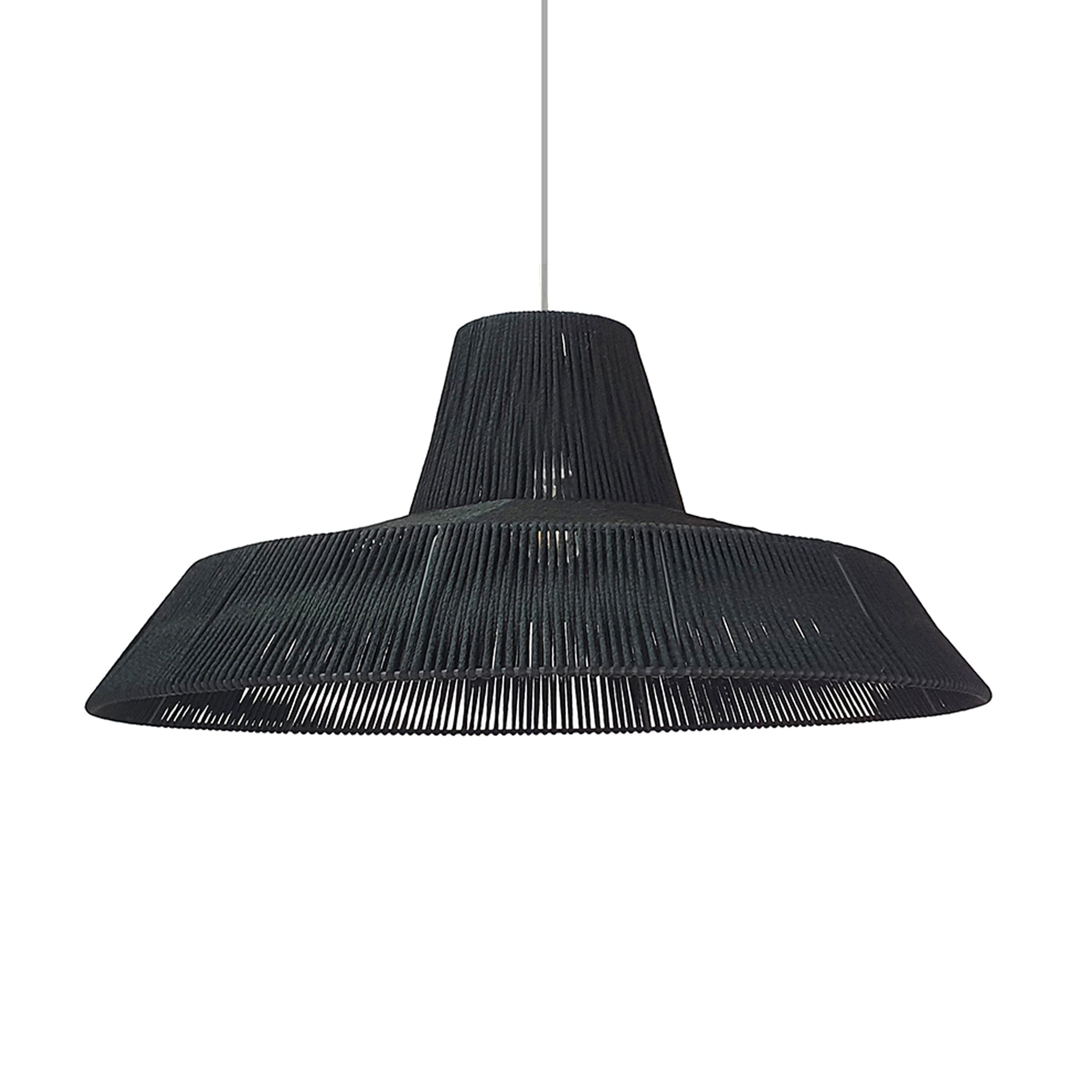 Handwoven Dakar pendant locally made for ambient lighting above the dining room table.