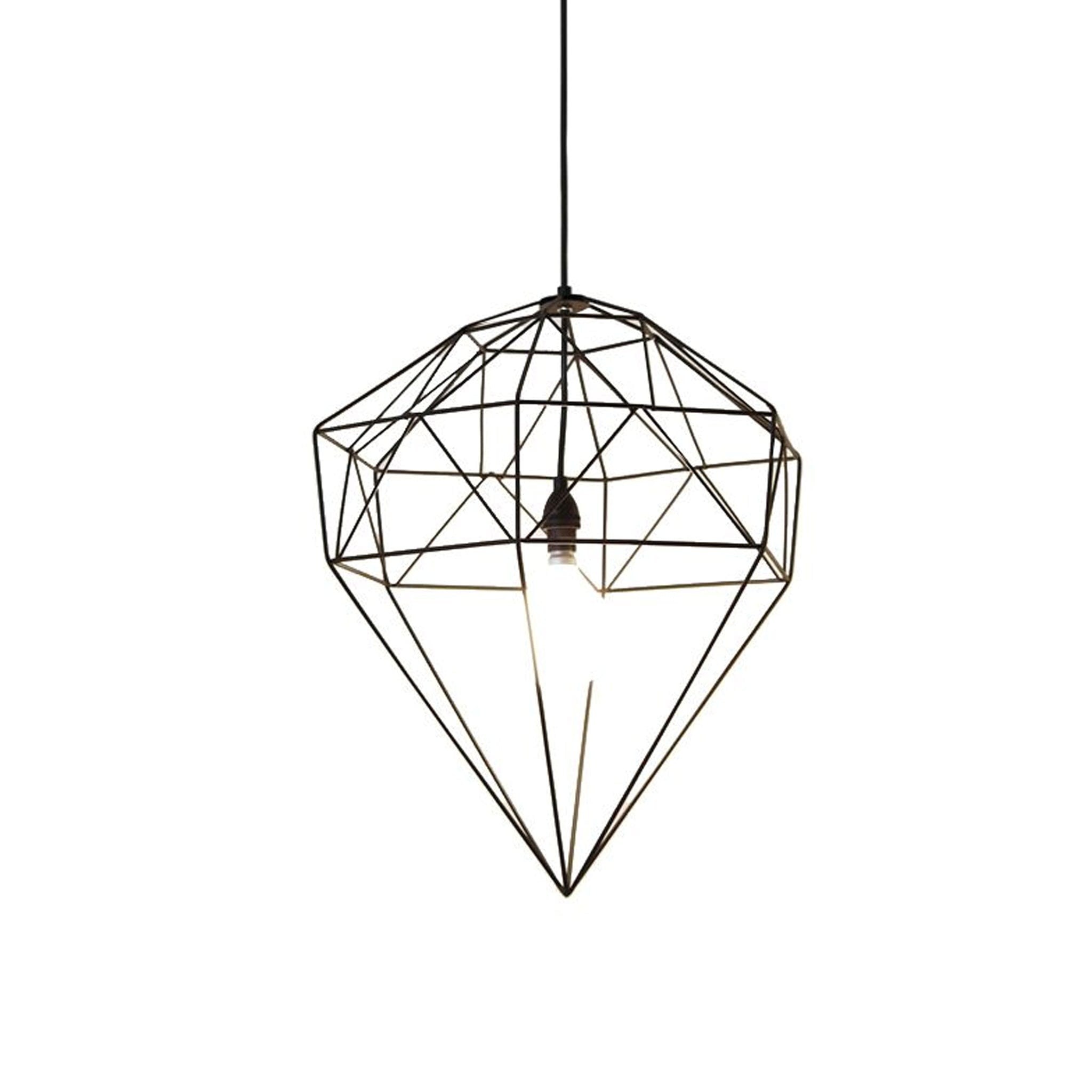 Diamond wire pendant welded from mild steel wire and powder coated.