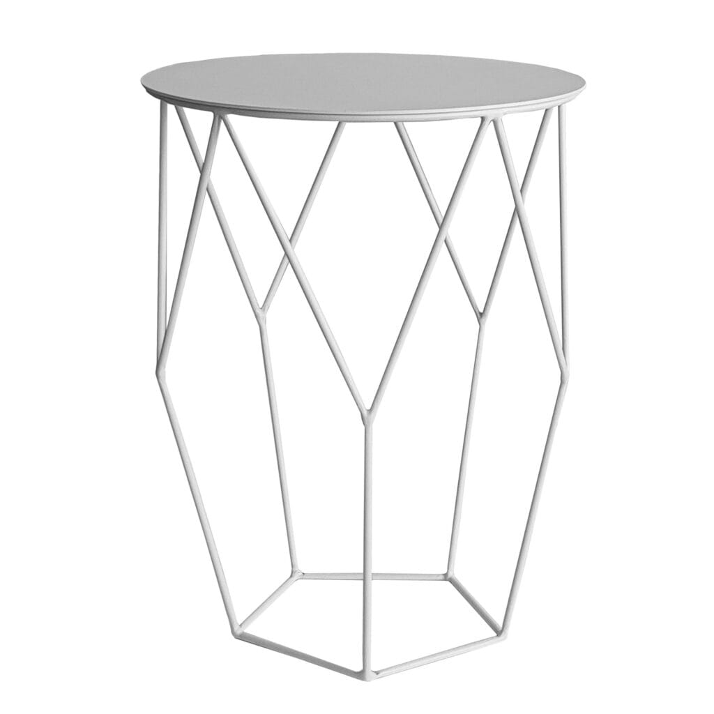 Add some fun to your interior with the sandpaper white Facet side table. Manufactured from mild steel, welded and powder coated. 