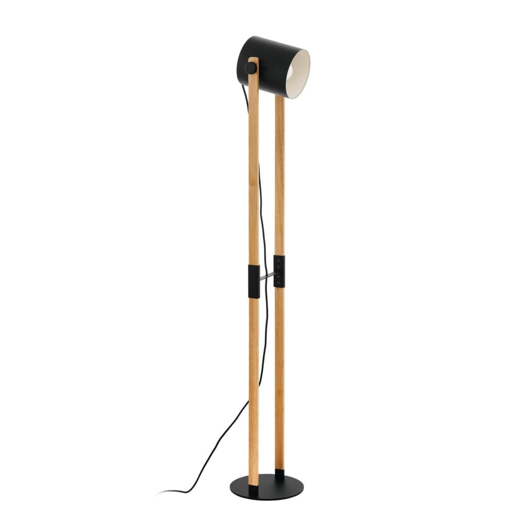 The Hornwood floor lamp in classic black and natural exudes contemporary sophistication and complements a range of interior palettes. Available in a matching table lamp and 3 light pendant options.