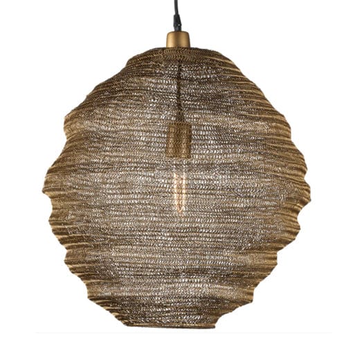 The Lampara powder-coated steel mesh pendants will add a contemporary touch to your space. These collapsible iron mesh pendants are carefully finished by hand and are available in matte black, matte gold and sand, in both large and small sizes.