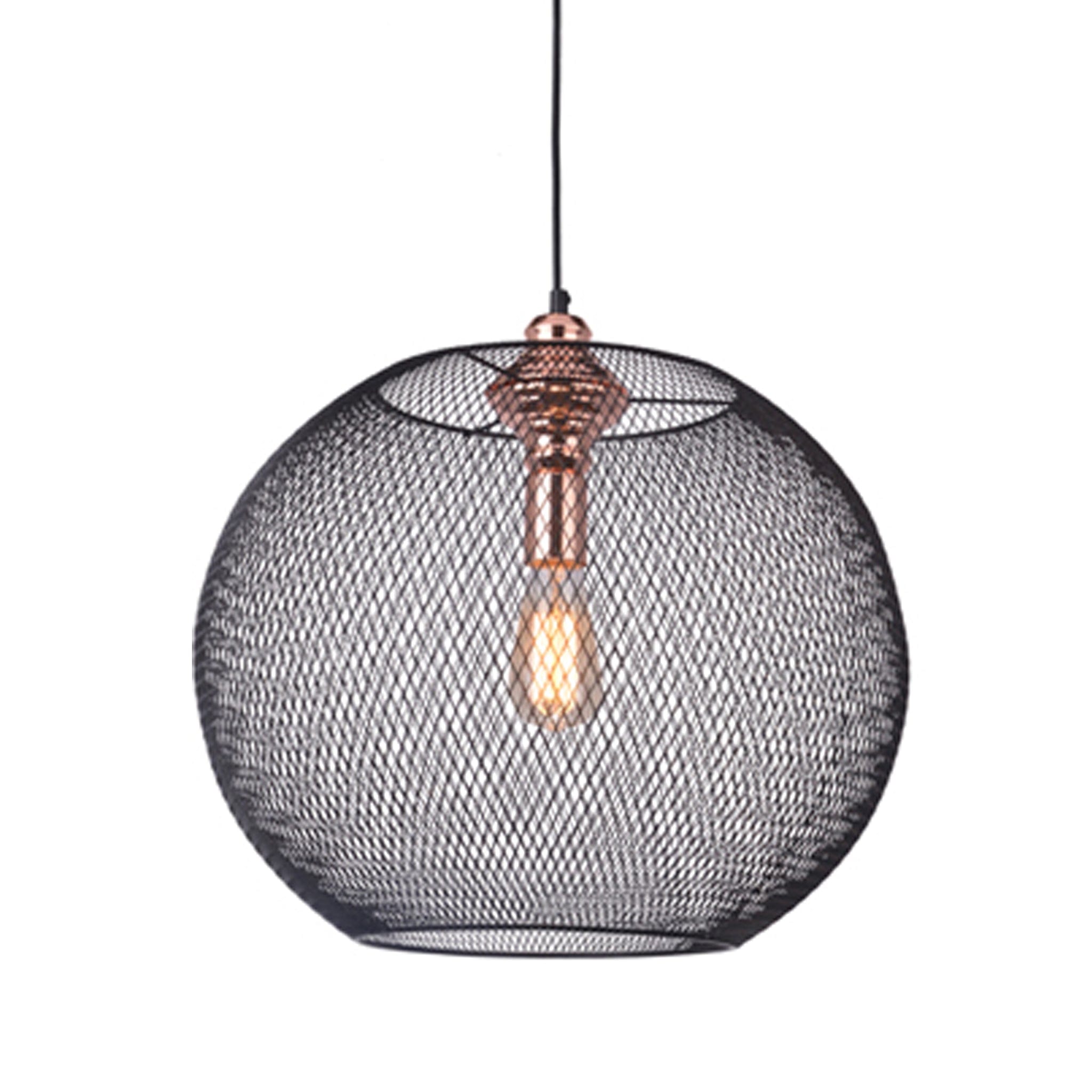 Create a warm ambience in your space with the black and copper double mesh pendant light. Double layered design gives a contrasting look to the usual lighting fixtures which makes for an interesting piece to your room décor.