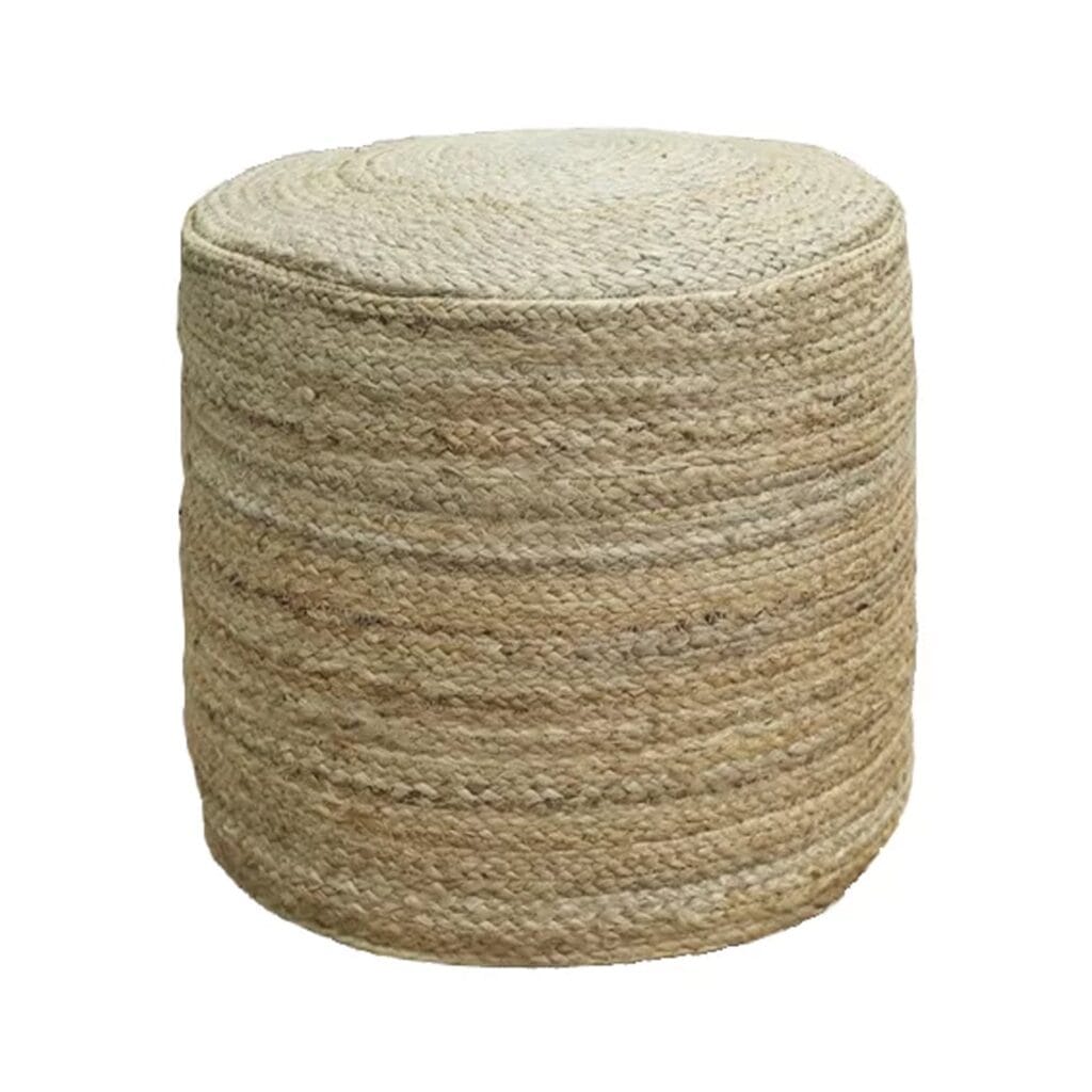 Crafted from braided natural jute fabric. Use it as a place to rest your feet after a long day, an extra seat when guests are around or as an impromptu coffee table. A natural look that will fit in anywhere.