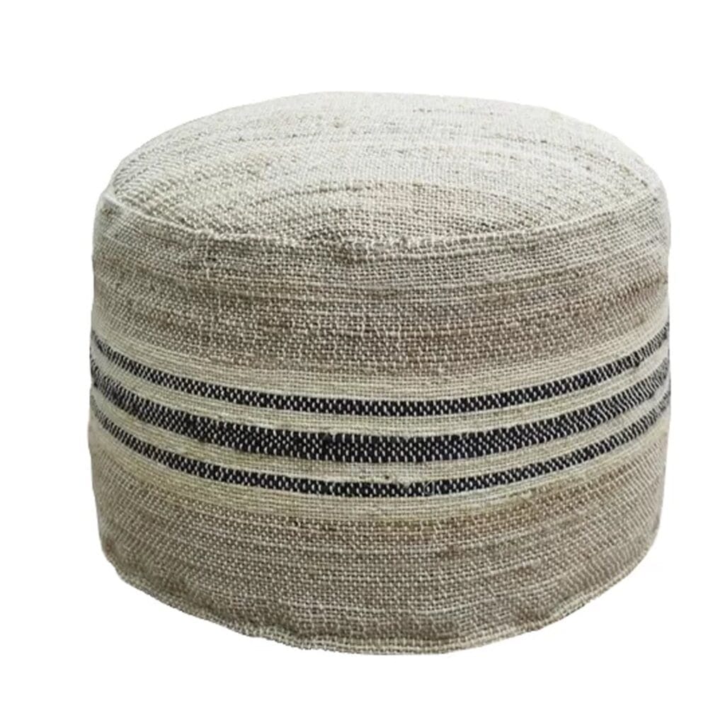Crafted from braided natural jute fabric. Use it as a place to rest your feet after a long day, an extra seat when guests are around or as an impromptu coffee table. A natural look that will fit in anywhere.
