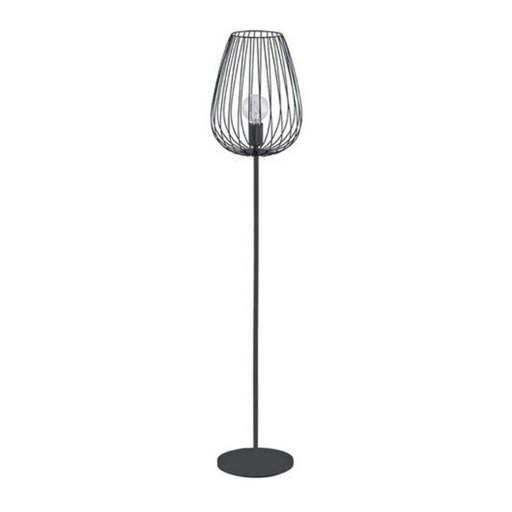 Manufactured in steel with a black open framework shade design ensures bright evenly distributed lighting. This striking floor lamp will blend with any interior design.