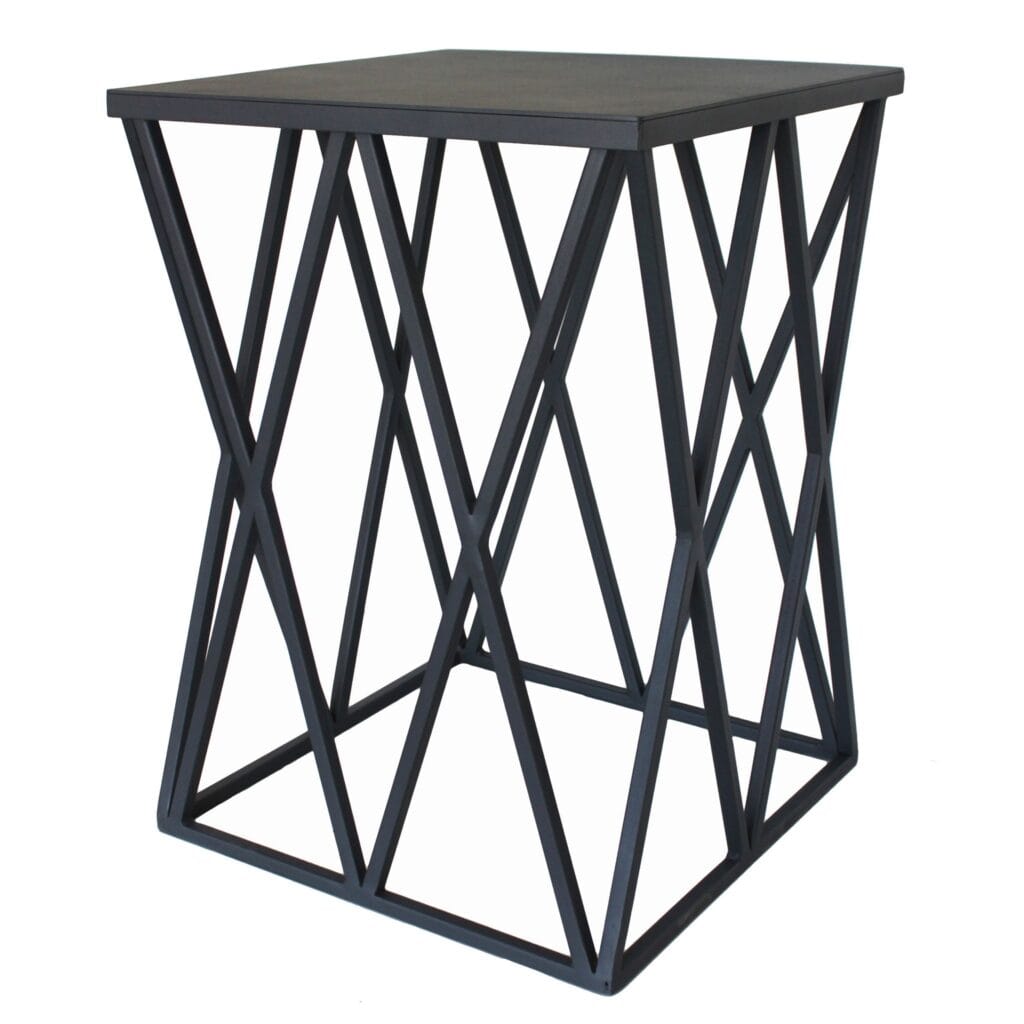 A beautiful design that will add sophistication and modernism to your space. The Orson side table is manufactured from mild steel, welded and powder coated. Available in a matching coffee table.