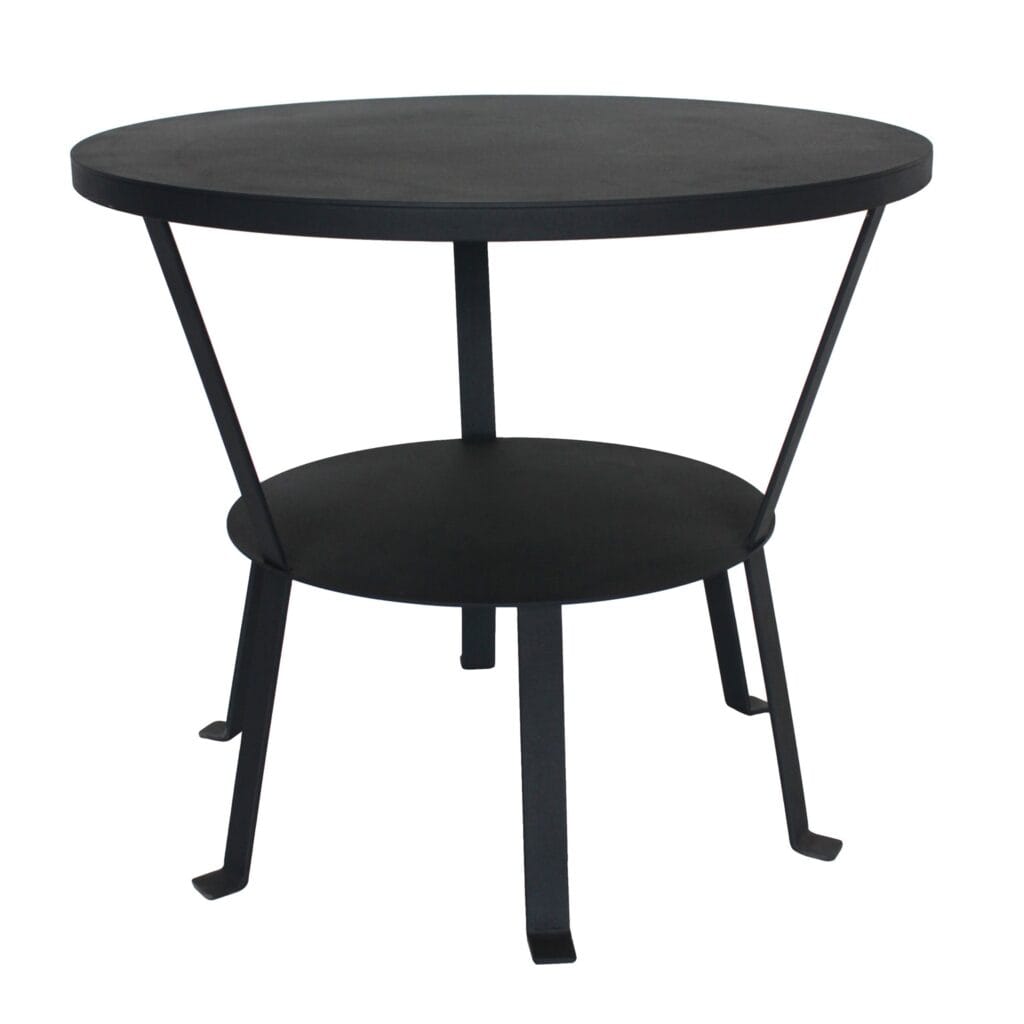 A playfully modern side table manufactured from mild steel, welded and powder coated.