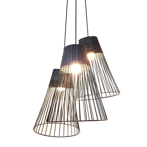 Wire Cone 3 Light Cluster Pendant Light