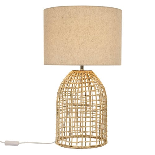Gentle lighting for your home with the Zanie table lamp. Steel and rattan woven base with a fabric shade.