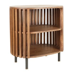 Made from solid mango wood and supported by powder-coated steel legs with solid brass feet, it’s a chic addition to any space. The nightstand can also be used as a side table in other areas of the home and makes a beautiful base for displaying prized pieces that you have collected.