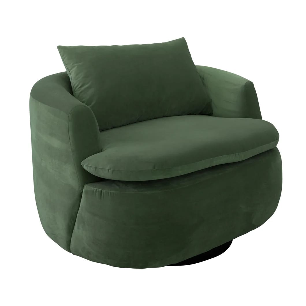Sure to turn heads, the Ce La Vie swivel chair will bring everyday relaxation into your life. This locally made love seat is covered in a plush polyester blended with viscose and features a solid wood frame and virgin foam. Available in four striking shades, the Ce La Vie swivel chair comes with a matching cushion.