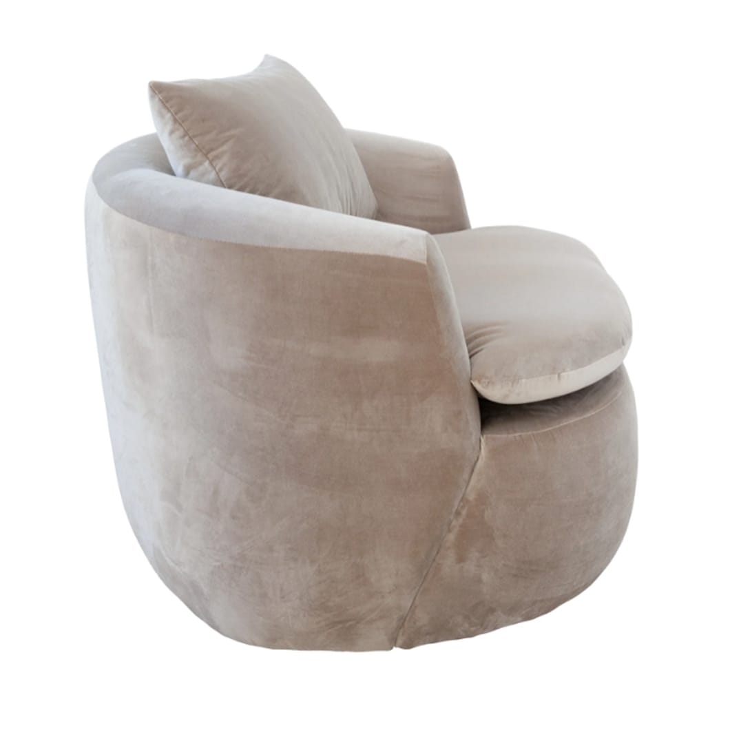 Sure to turn heads, the Ce La Vie swivel chair will bring everyday relaxation into your life. This locally made love seat is covered in a plush polyester blended with viscose and features a solid wood frame and virgin foam. Available in four striking shades, the Ce La Vie swivel chair comes with a matching cushion.