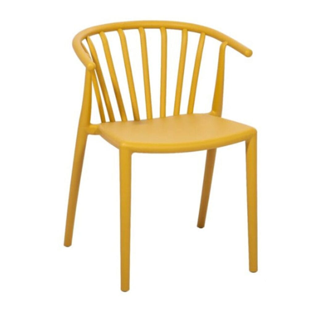 Whether you're hosting a dinner party or enjoying a casual meal, this dining chair ensures both comfort and elegance. Its unique open-back spindle design provides a blend of contemporary and mid-century aesthetics, while the gently curved backrest offers comfortable support for extended seating. Made from durable polypropylene, the Mink dining chair is perfect for everyday use whether it be indoors or outdoors.