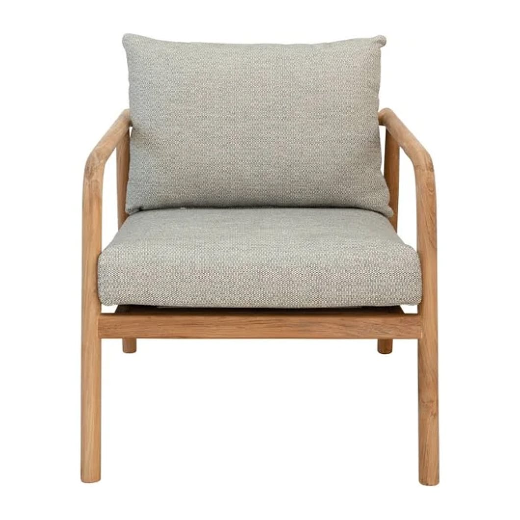 Have your moment in the sun with the Anastasia teak chair, which epitomises both elegance and durability. This fully outdoor seater is composed of solid teak wood and easy-drain foam upholstered in sunproof fabric that is 100% Olefin. The rich, warm tones of teak work in harmony with the three versatile colourways of the fabric to create a chair that invites relaxation and enjoyment into any outdoor area.