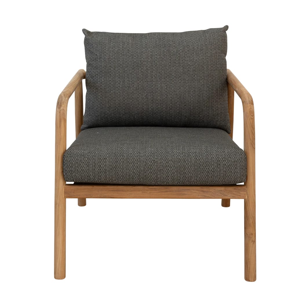 Have your moment in the sun with the Anastasia teak chair, which epitomises both elegance and durability. This fully outdoor seater is composed of solid teak wood and easy-drain foam upholstered in sunproof fabric that is 100% Olefin. The rich, warm tones of teak work in harmony with the three versatile colourways of the fabric to create a chair that invites relaxation and enjoyment into any outdoor area.