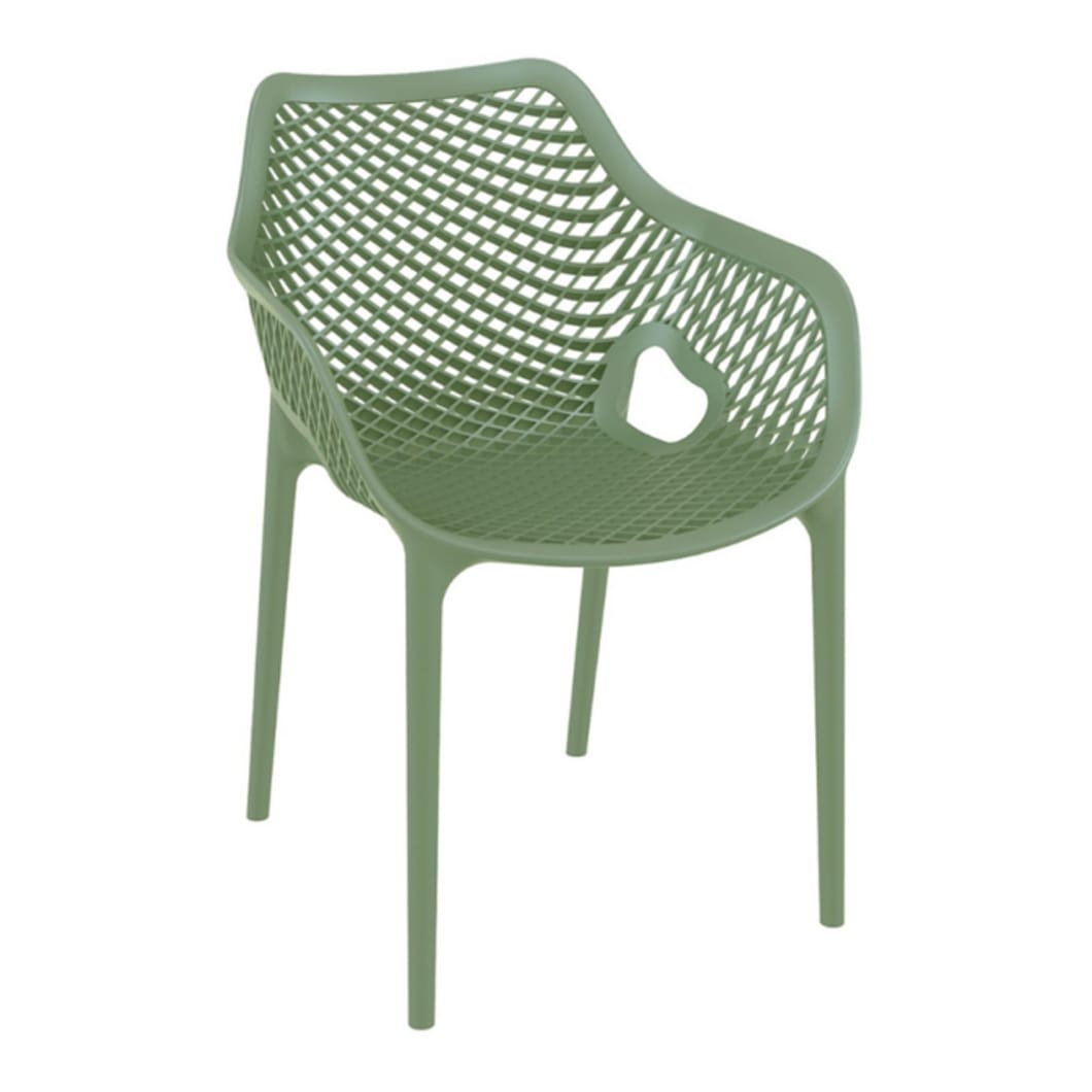 The Siesta Exclusive Air armchair is produced with a single injection of polypropylene reinforced with glass fibre obtained by means of the latest generation of air moulding technology with neutral tones. This chair is suitable for indoor and outdoor use.