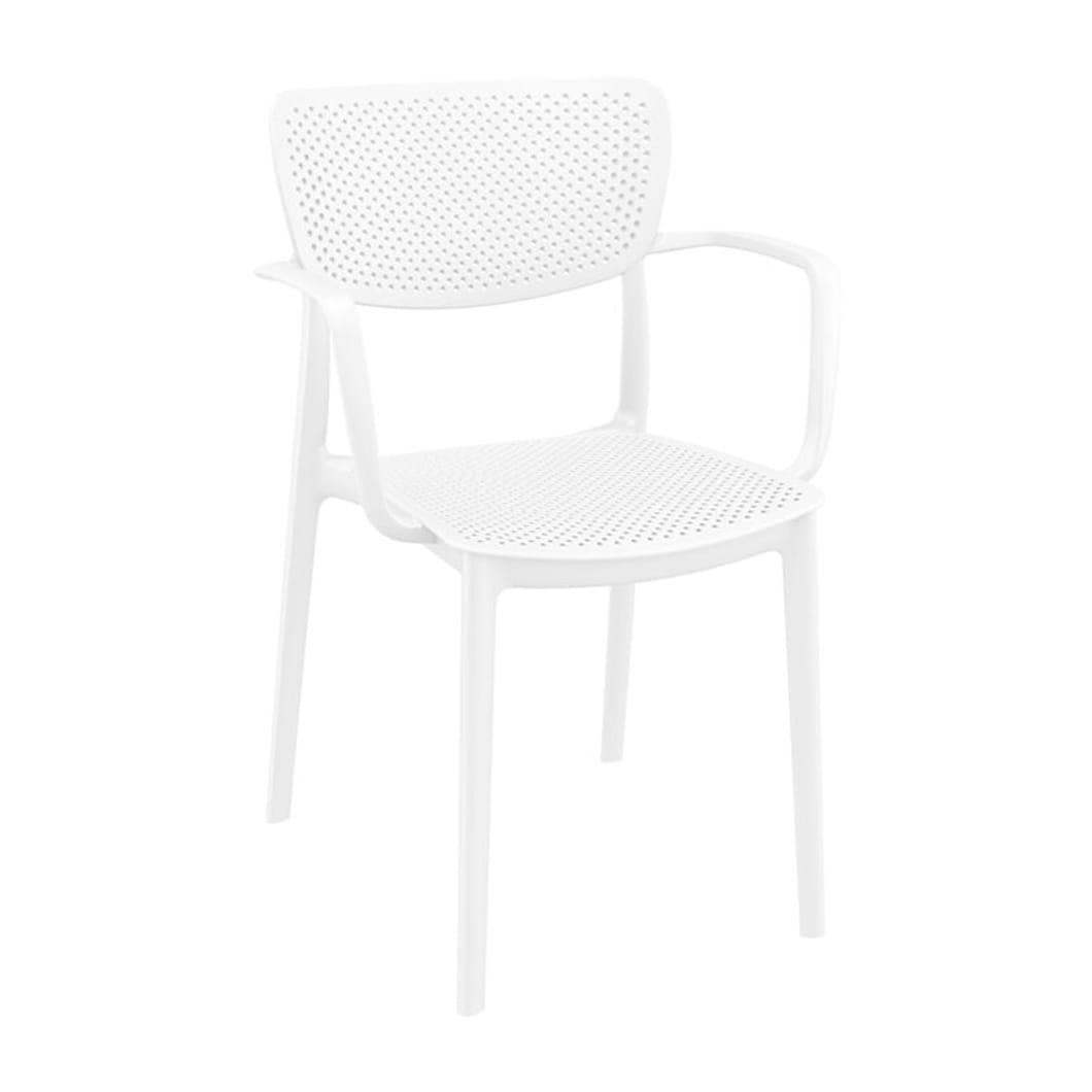 This stylish armchair combines modern design with practical functionality. Made from durable polypropylene reinforced with glass fiber obtained by means of the latest generation of air moulding technology. Features a perforated seat and backrest that ensure excellent ventilation, making it ideal for both indoor and outdoor use.