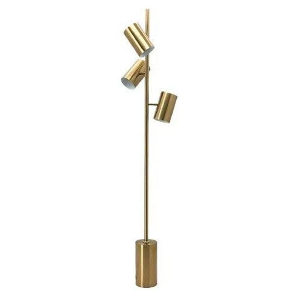 The sleek design of the adjustable brass look Thomas floor lamp features a graceful 3-way projection to create an overhead lamp for space-saving practicality in your interior. 
