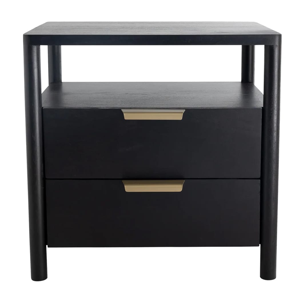 Charm and functionality characterise the Bordeaux nightstand. Handmade from premium solid mango wood and featuring two drawers, offering ample storage, this nightstand will bring natural beauty and lasting quality to your bedroom. Available in two sizes and colourways.