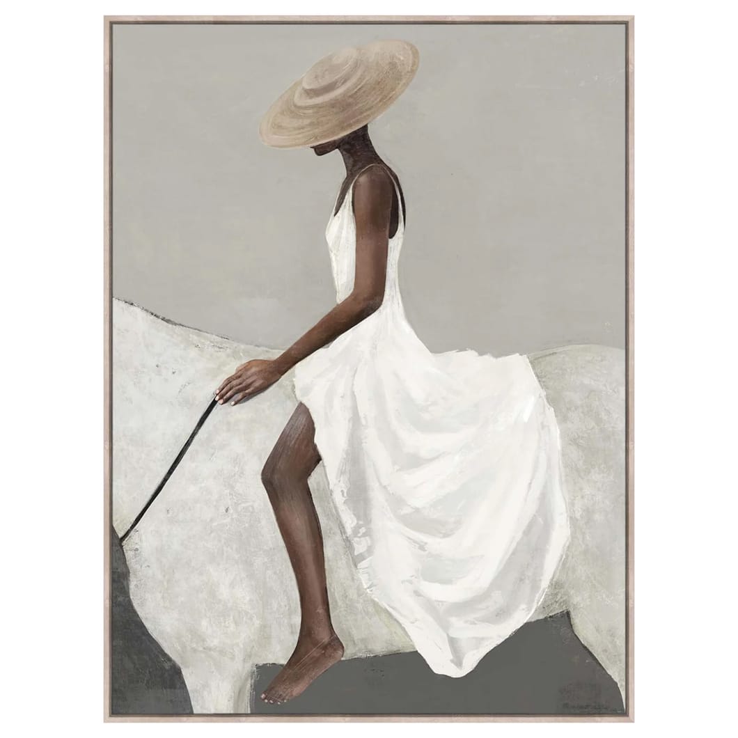 The Lady in White Wall Art in Cloud is a striking addition to any room, showcasing an elegantly printed canvas in soft, ethereal tones. This Wall Art blends sophistication with subtle textures, creating a timeless focal point for living spaces. Add a calm, artistic presence to your home with this serene piece.