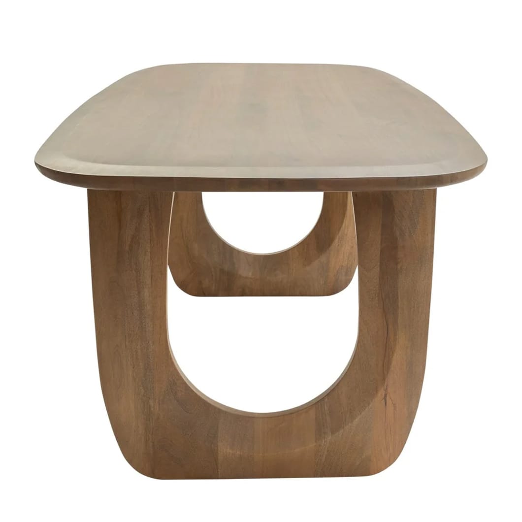 The dark and dashing Archer table exudes warmth and natural elegance. With a solid mango wood construction and smooth finish, it will provide a charming focal point for family gatherings or festive meals. Seats 10 - 12. Minor assembly required.