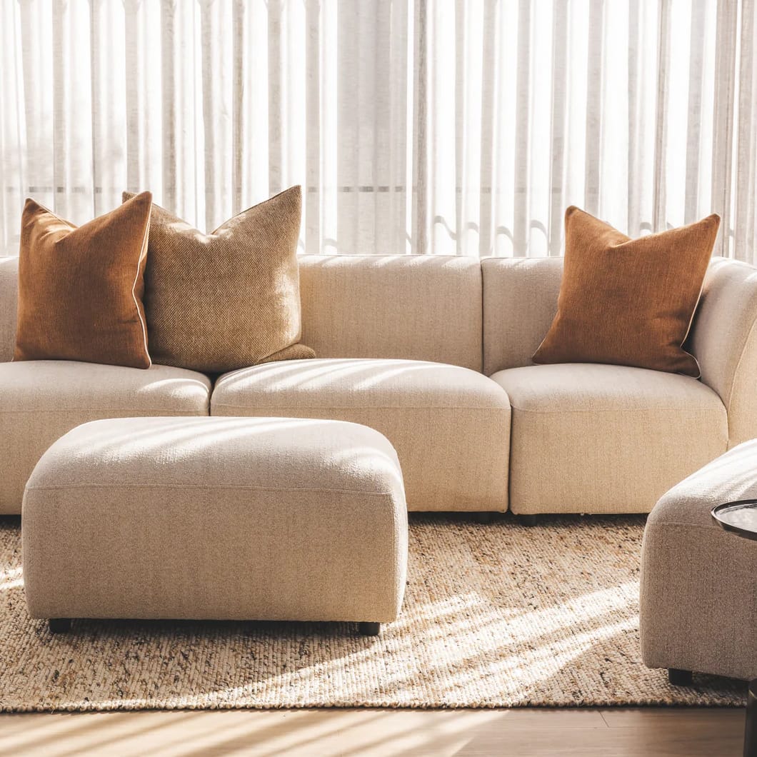 Introducing the Amadi Modular Sofa set upholstered in 100% Polyester fabric. Tailor your living room experience with the Amadi modular sofa. This smart seater consists of multiple sections that can be rearranged to your liking, be it a classic L-shaped configuration, a spacious sectional or a unique layout that suits your needs. Comes in three colourways, the Amadi will bring a luxurious look and feel to modern spaces. Assembly required.