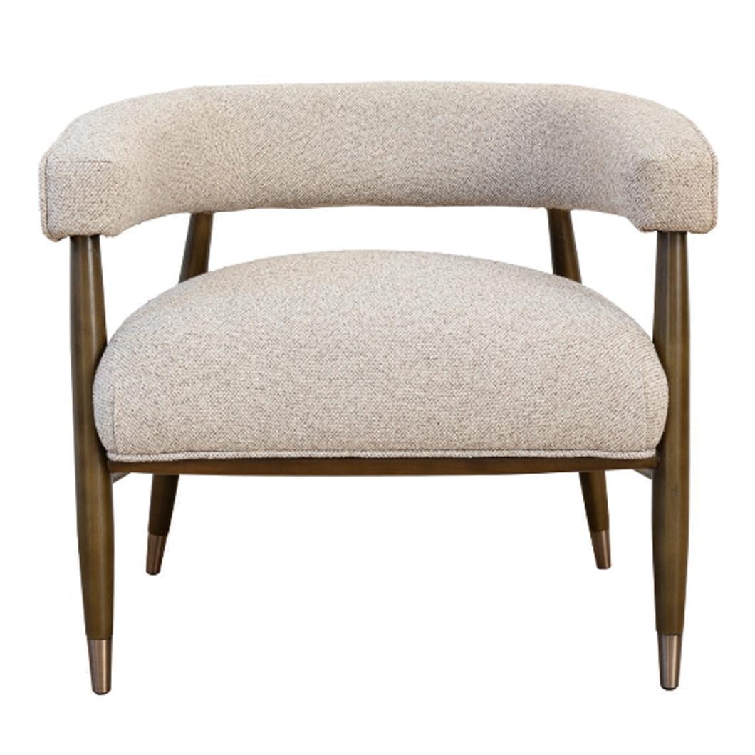 With its curvy contours, the Lexi occasional chair merges great looks with unparalleled comfort. An ash wood frame wood frame gives it warmth and sophistication, while its design is visually striking and offers optimal support. The Lexi is upholstered to perfection with 100% plush polyester fabric and finished off with legs refined in brass detail. Ideal for modern living rooms or home offices. Dimensions