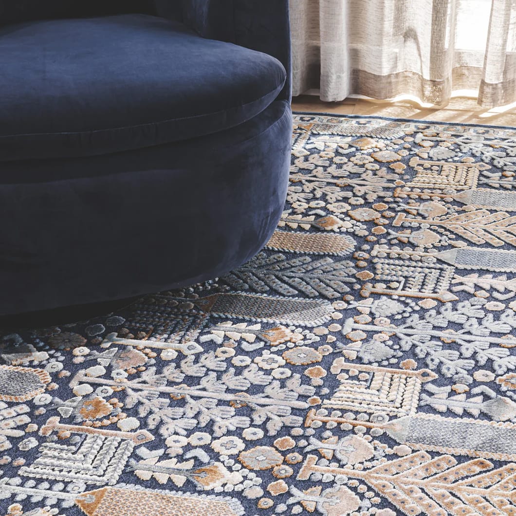 Made in Belgium composing of 90% viscose and strengthened with 10% polyester. Minstrel rugs and runners are the design ingredients you need to add lustre and luxury to living spaces. With their easy-to-integrate colourways and intricately detailed design that will draw the eye, these arresting pieces will uplift a room without dominating a decor scheme. Available in two sizes.
