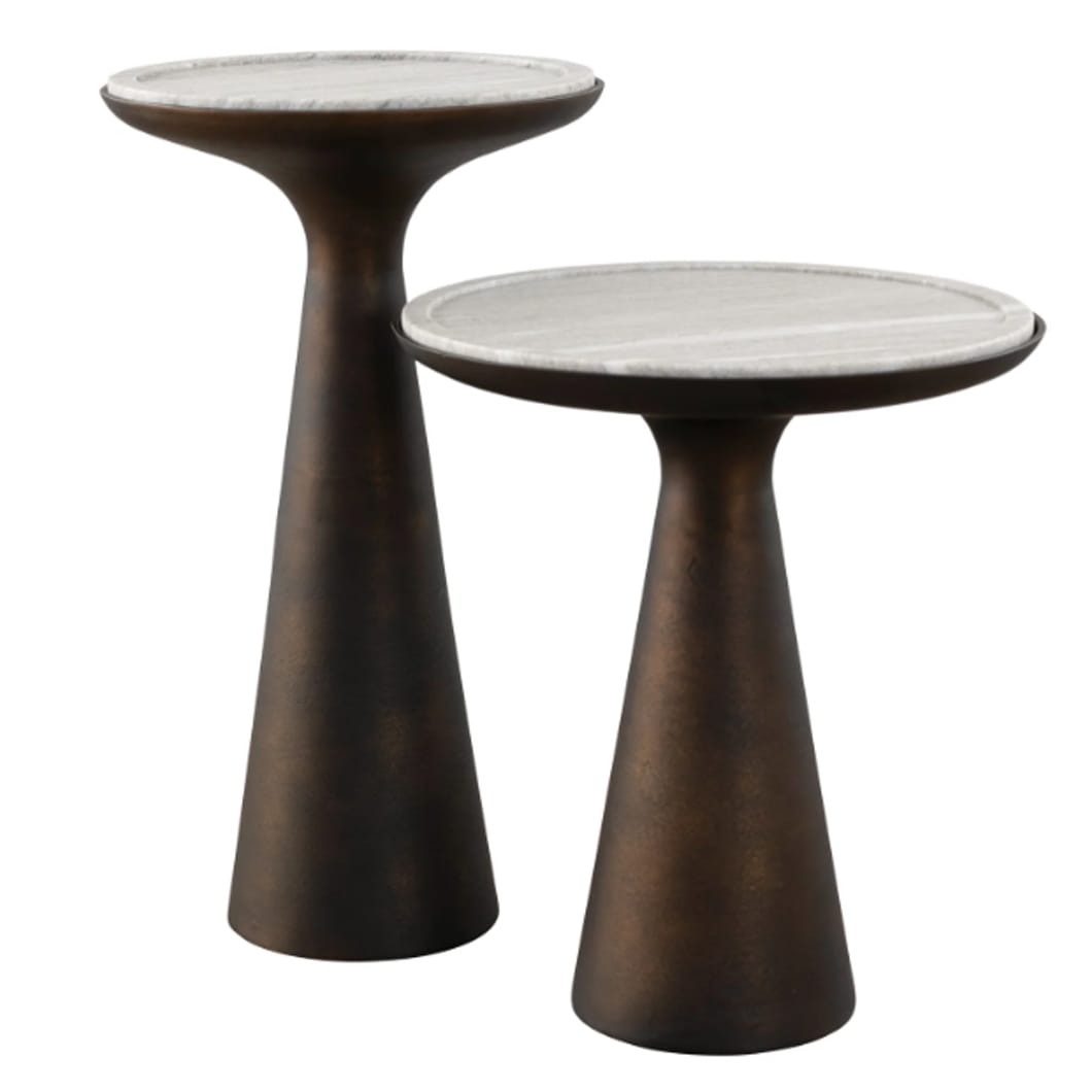 Corsica Marble Top Side Table in Bronze Age