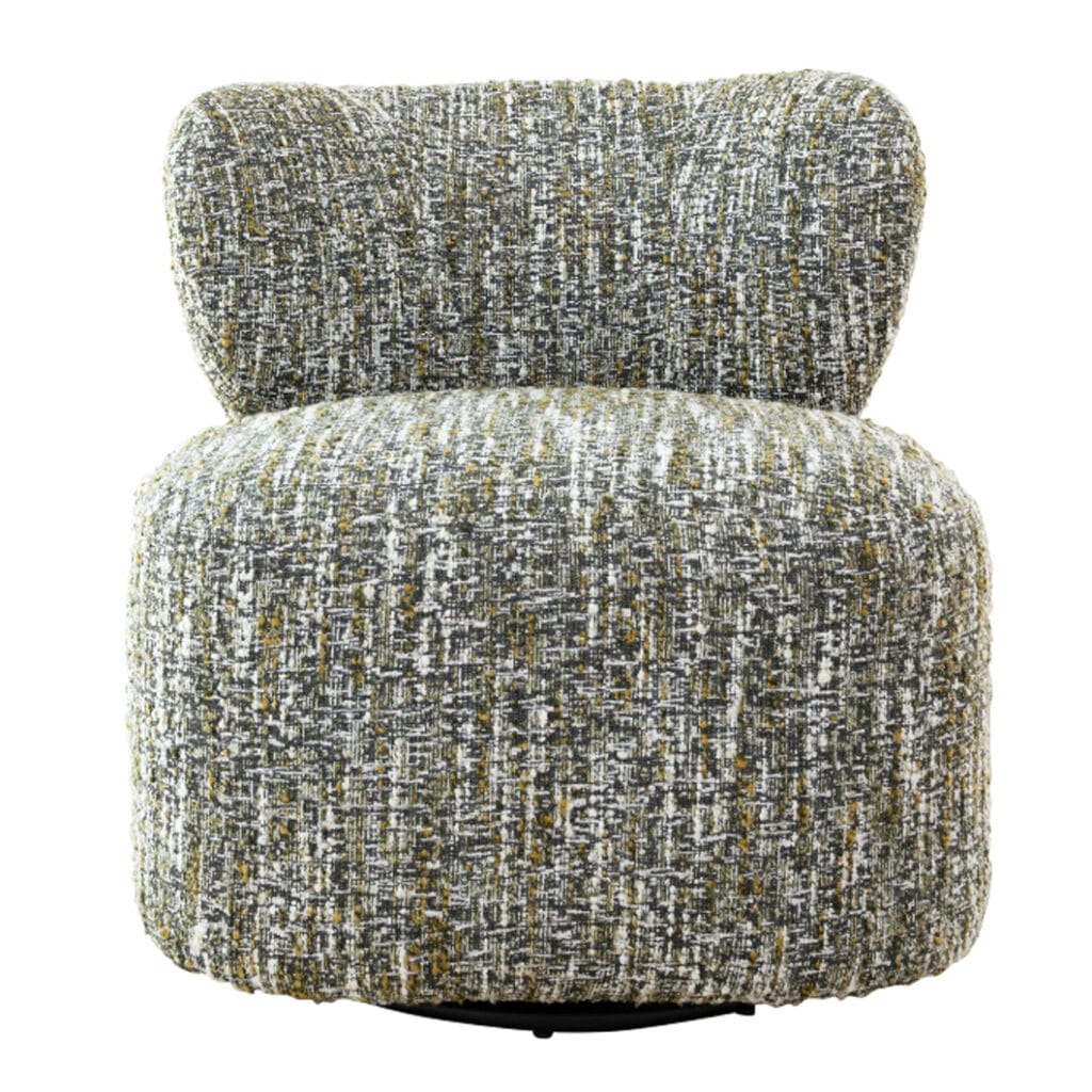 The sophisticated Thalia swivel chair blends timeless design and modern comfort. Crafted with a sturdy wood frame and upholstered with textured 100% polyester Clarisse fabric, the Thalia will bring comfort and tactile appeal to living spaces. It's ideal for a chic home office or a stylish reading nook. Available in three colourways.