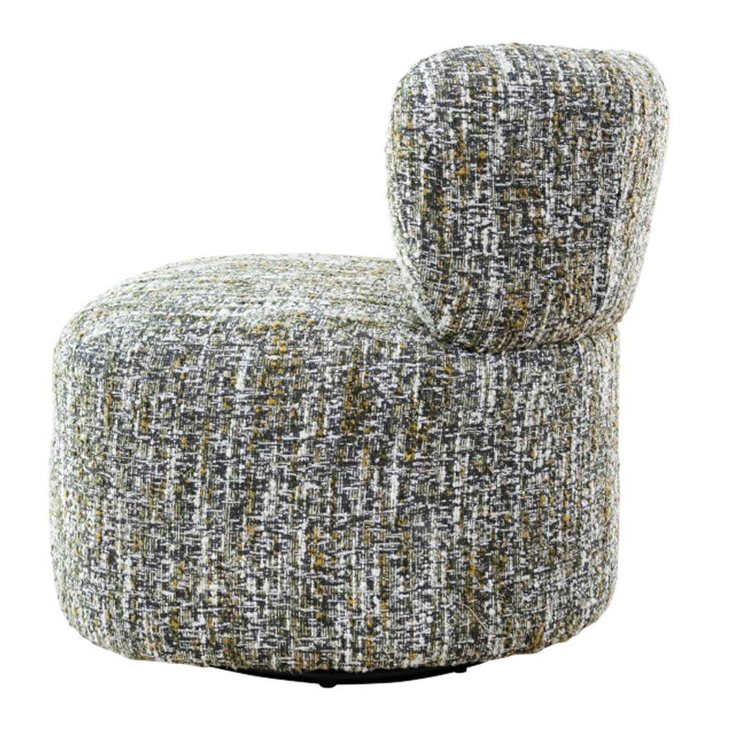 The sophisticated Thalia swivel chair blends timeless design and modern comfort. Crafted with a sturdy wood frame and upholstered with textured 100% polyester Clarisse fabric, the Thalia will bring comfort and tactile appeal to living spaces. It's ideal for a chic home office or a stylish reading nook. Available in three colourways.
