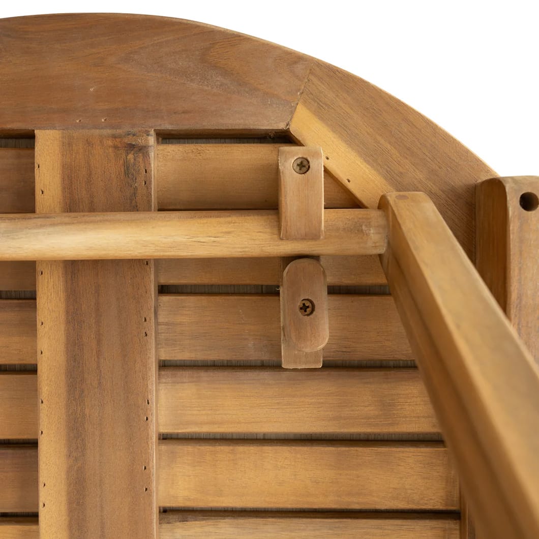 Designed for easy set up and storage, the foldable, fully outdoor Safari table is the most savvy and stylish open-air accent under the sun. Made of acacia wood and reinforced with steel, it comes as a two-seater and a four-seater, making it ideal for intimate or more social gatherings outside. Minor Assembly Required