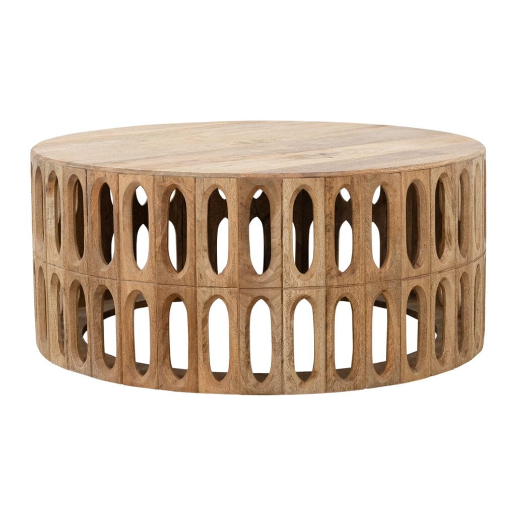 Crafted with precision, our hand-carved Rosette tables feature a striking pattern that will add character to a home. Fashioned from solid mango wood, the drum-shaped side tables and coffee tables that feature in this range offer longevity and exude an undeniable charm. Available in two colourways, Pepper and Cinnamon. No assembly required.