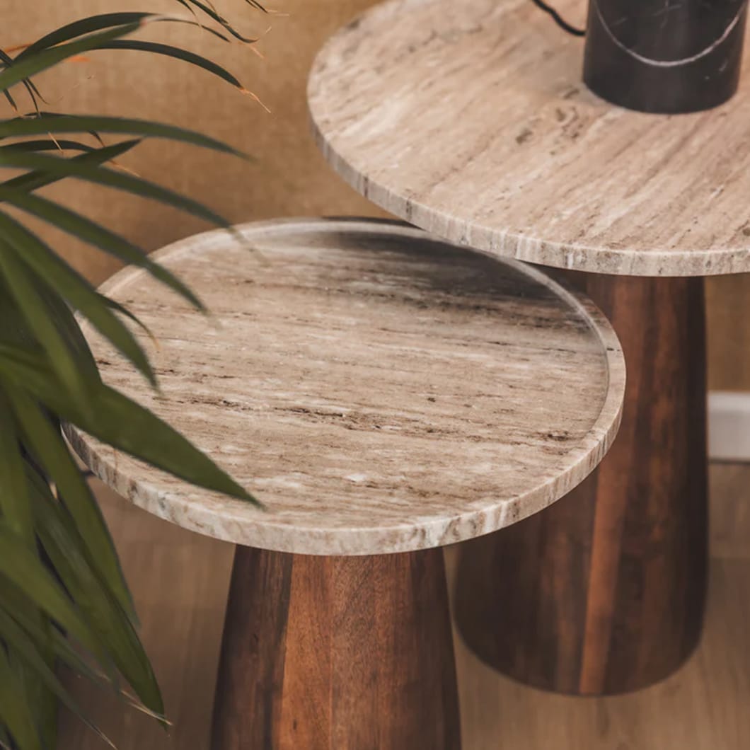 Meadow Marble Side Table Set in Husk - Image 3