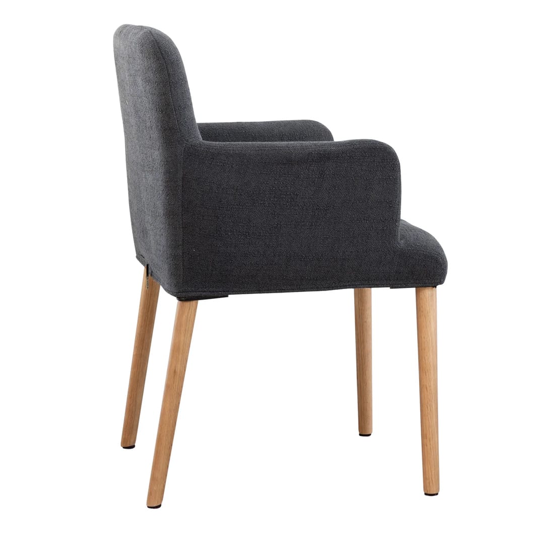 The Skye dining chair combines modern design with the natural warmth and durability of solid oak. Upholstered with 100% Polyester fabric, which comes in four shades, the Skye is a versatile accent that can be easily incorporated into various interior styles, while its oak frame ensures longevity and timeless appeal. Minor assembly required.