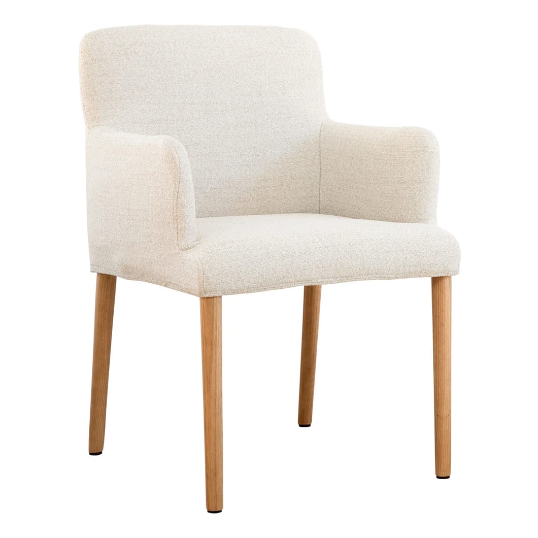 The Skye dining chair combines modern design with the natural warmth and durability of solid oak. Upholstered with 100% Polyester fabric, which comes in four shades, the Skye is a versatile accent that can be easily incorporated into various interior styles, while its oak frame ensures longevity and timeless appeal. Minor assembly required.