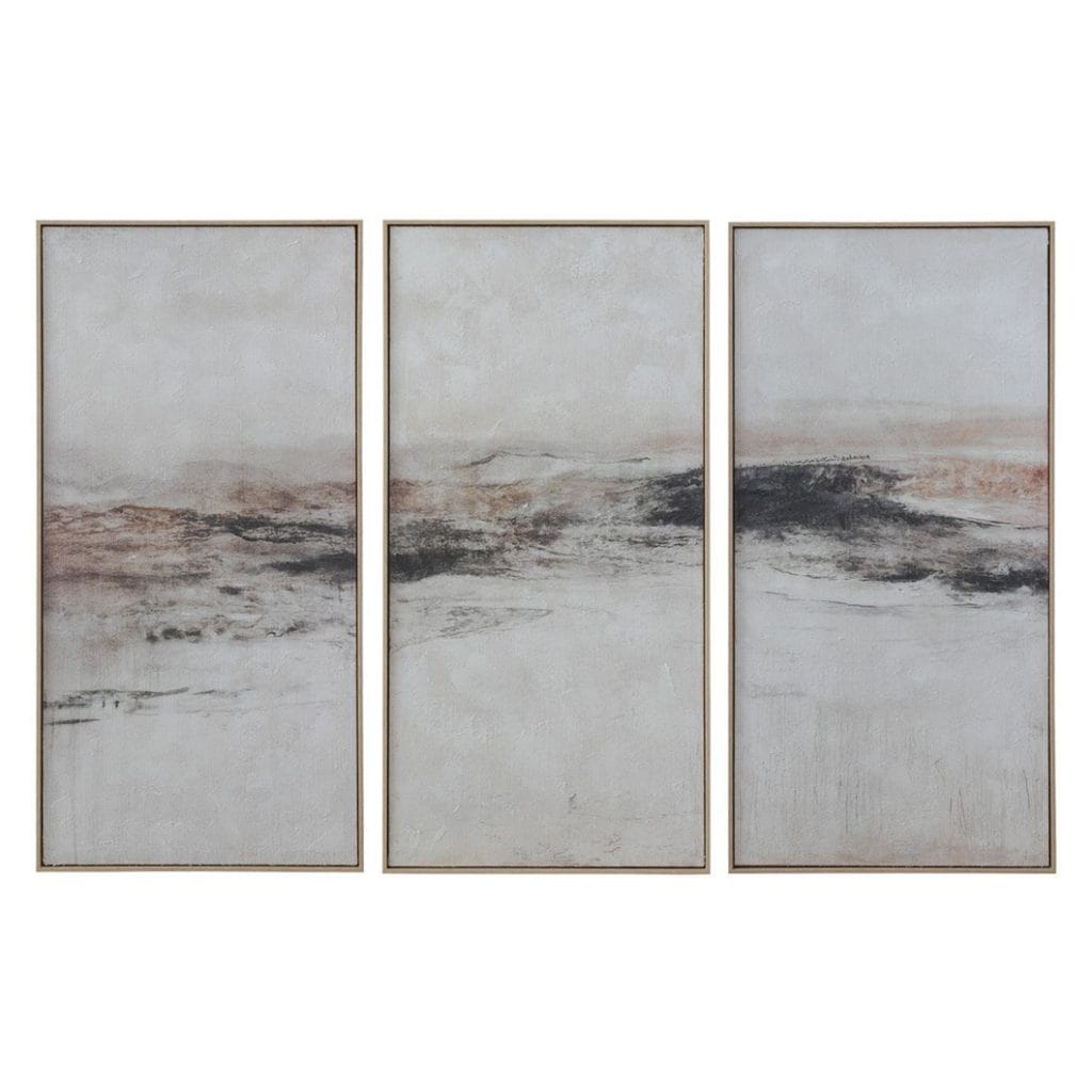 Textured Land Wall Art Set of 3 in Driftwood