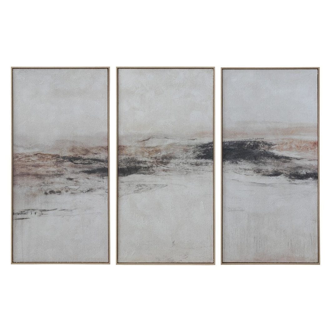 Textured Land Wall Art Set of 3 in Driftwood