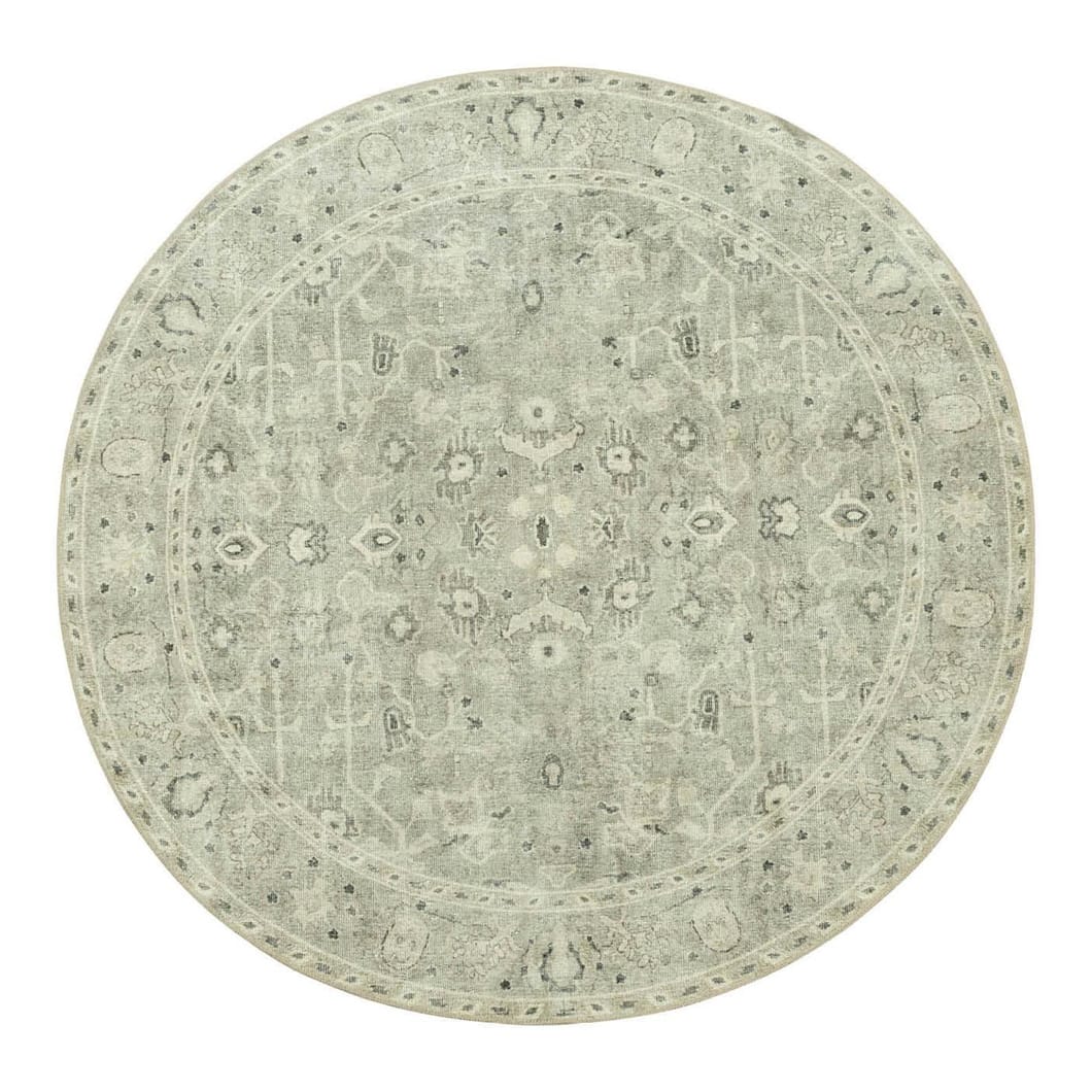 Baroness Round Rug in Limestone