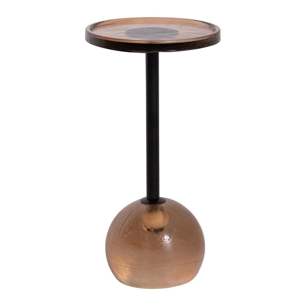 Dew Drops Glass Side Table in Bark